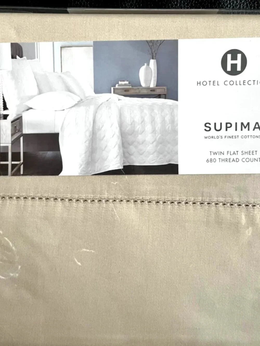 Hotel Collection 680 TC 100% Supima Cotton Twin Flat Sheet Mint